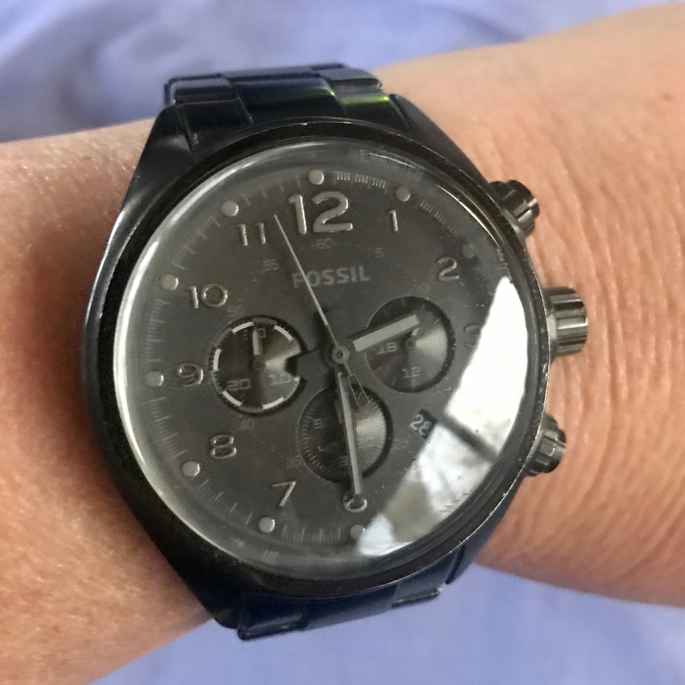 Fossil Black Metal Link Watch